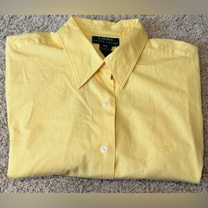Lauren Ralph Lauren Women’s Size 14W Yellow Button Down Long Sleeve 100% Cotton